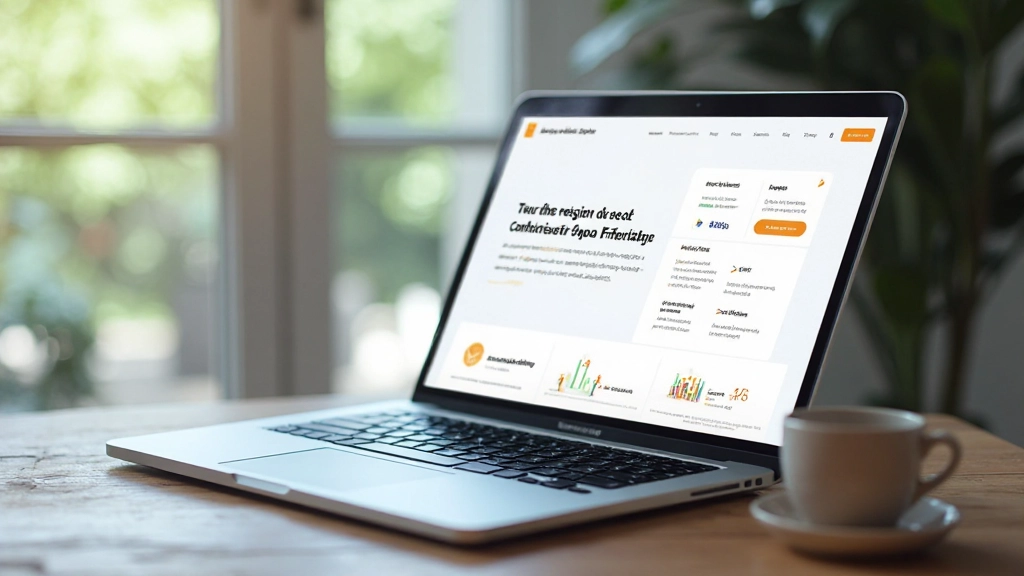 Modern laptop screen displaying a clean, well-structured landing page with clear sections and hierarchy