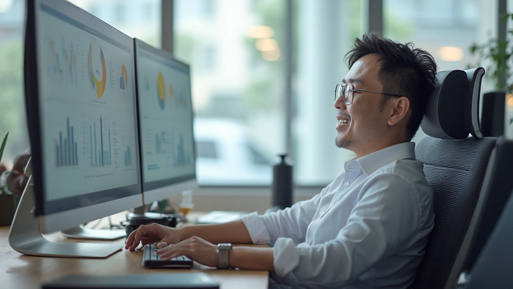 Laptop screen displaying analytics dashboard with conversion funnel and performance metrics